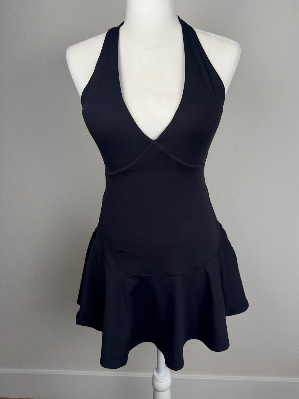Black Halter Athletic Tennis Dress